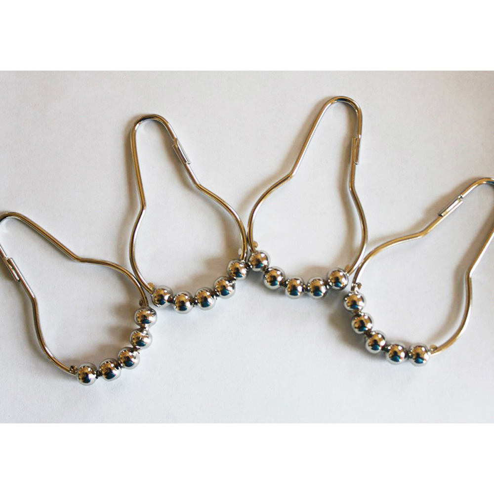 Polished Chrome Rolling Shower Curtain Rings Set of 12 Heavy Duty