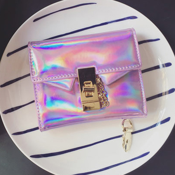 Damenmode Hologramm Handtasche Laser-Geldboerse Portemonnaie Kartenhalte A9A8 1X