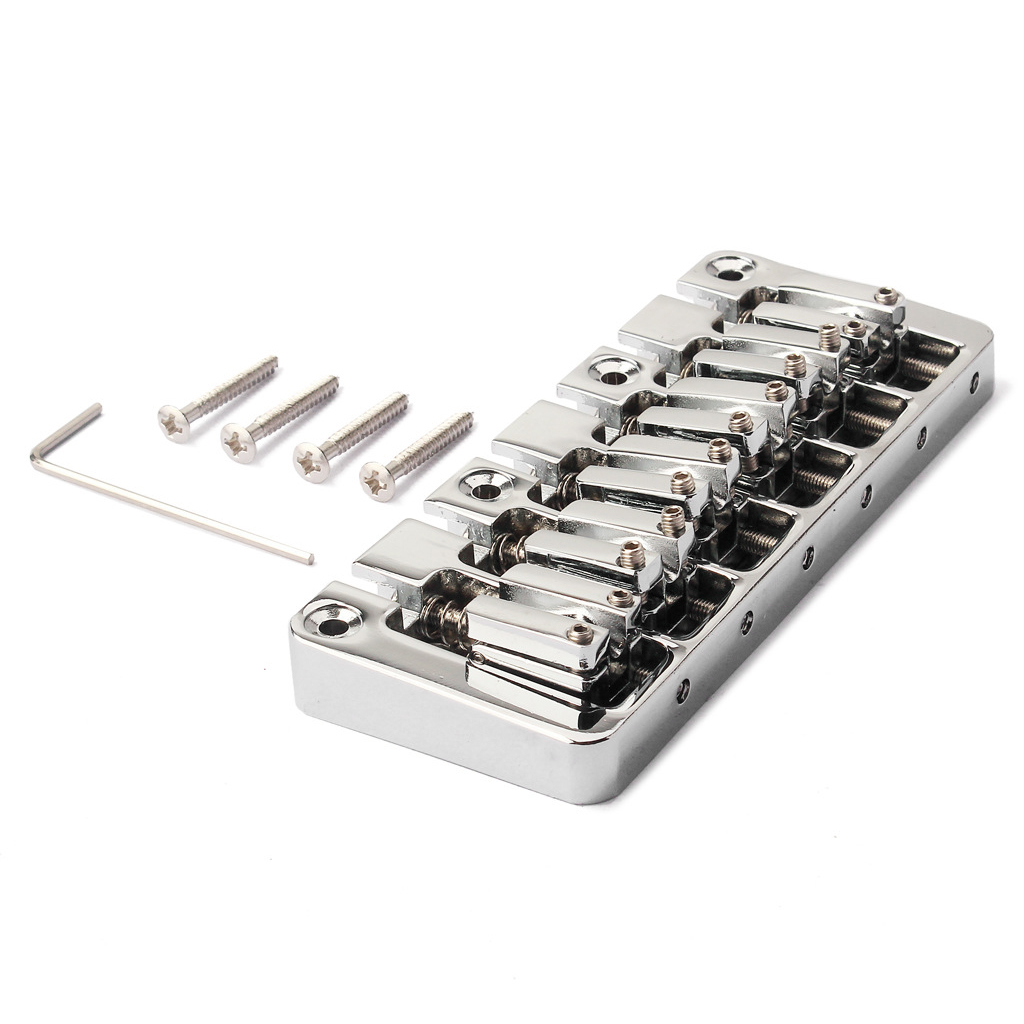 Description Picture 2 of item6 String Bass Bridge Bass String Bridge Fixed Hardtail Bridge Adjustable Saddle Chrome Stringed Instrument Accessories