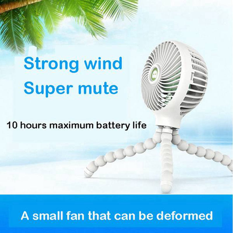 Description Picture 3 of itemMini Portable Hanging Octopus Shape Stand Adjustable Handheld USB Charging Fan Cooler for Baby Stroller Student,White