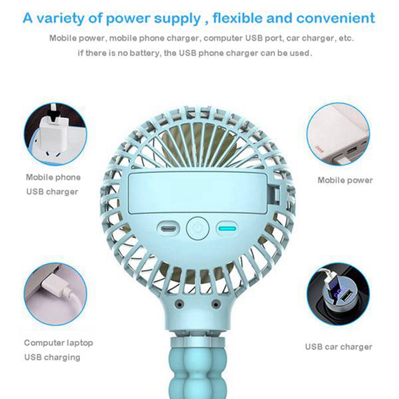 Description Picture 2 of itemMini Portable Hanging Octopus Shape Stand Adjustable Handheld USB Charging Fan Cooler for Baby Stroller Student,White