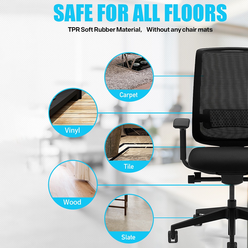 Description Picture 5 of item5PCS TPR Soft Rubber 2 inch Universal Mute Wheel Office Chair Caster Replacement Swivel Rubber Caster Furniture,B