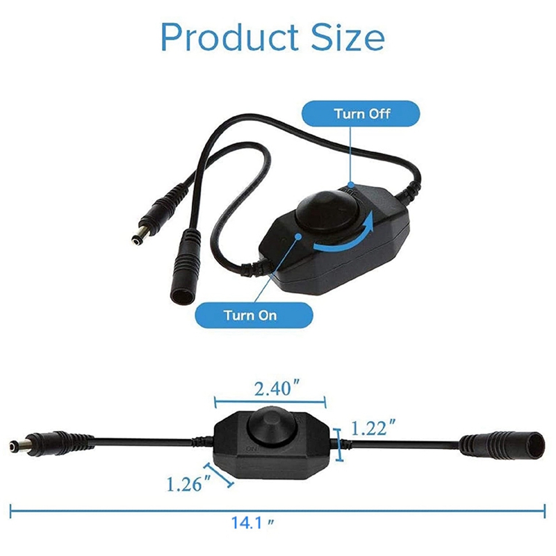 Description Picture 4 of itemLED Bar Light Dimmer, DC 12V-24V 6A Dimmer Switch, Suitable for LED Bar Light, LED Rope Light 3528, 5050, 5630 (Black)