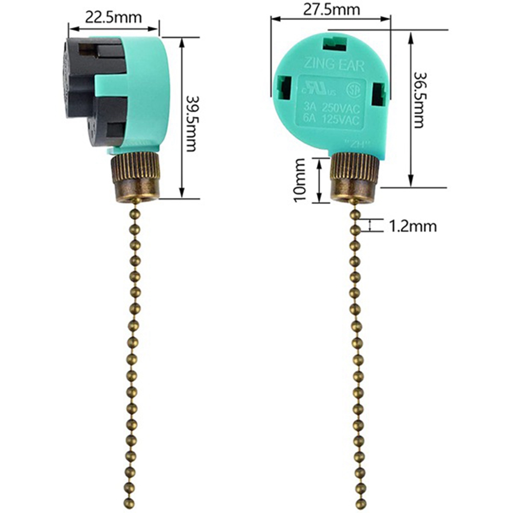 Description Picture 3 of item4Pcs Ceiling Fan Switch Zing Ear ZE-268S6, 3 Speed 4 Wire Speed Control Pull Chain Cord Appliances Switch Parts (Gold)