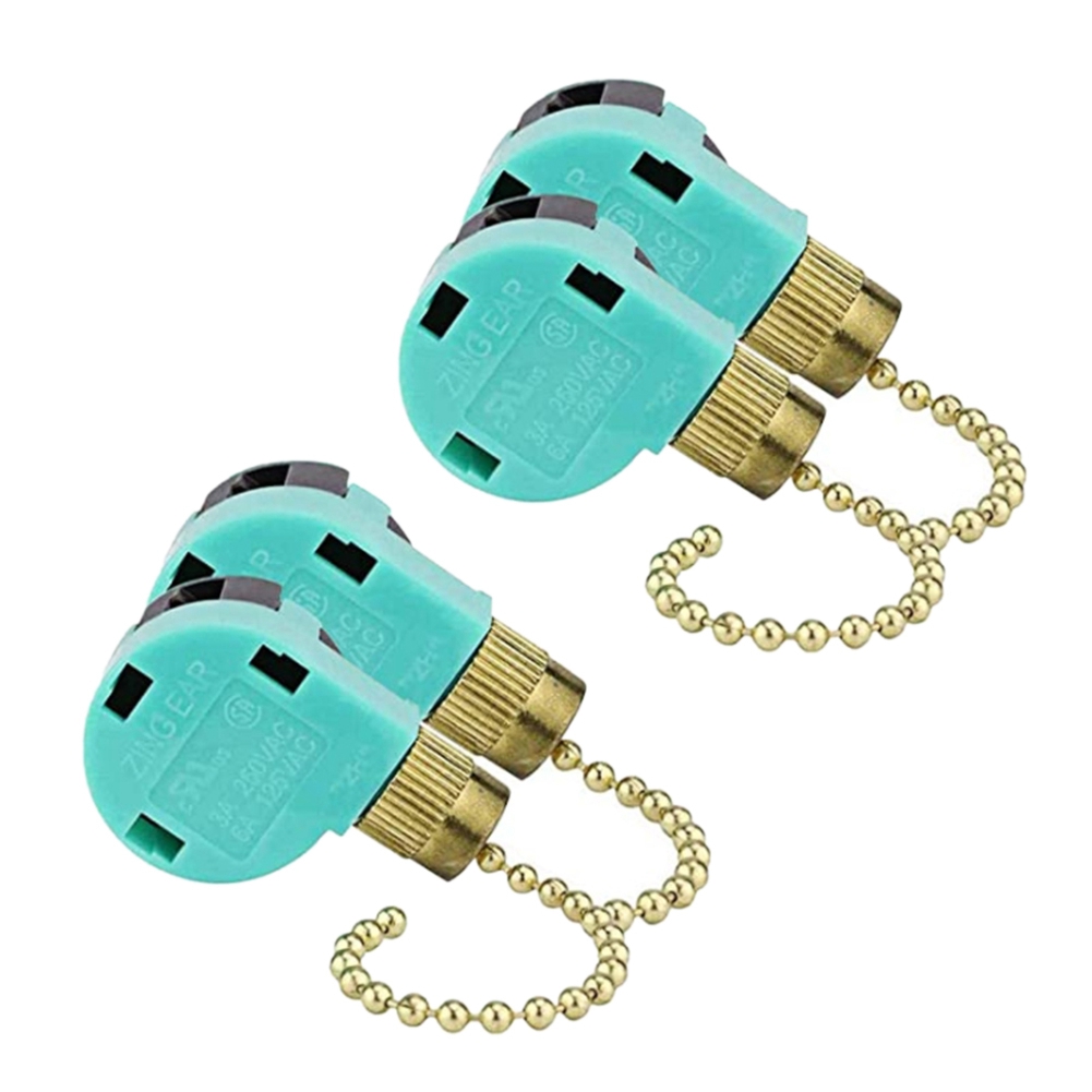 Description Picture 6 of item4Pcs Ceiling Fan Switch Zing Ear ZE-268S6, 3 Speed 4 Wire Speed Control Pull Chain Cord Appliances Switch Parts (Gold)