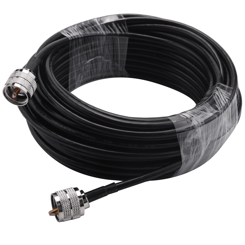 Boobrie Verbeterde RG58 5 m UHF-kabel SuperFlex RG58 coaxkabel adapter PL259 SO239 coaxkabel UHF-stekker naar UHF-bus CB-verlengkabel, verliesarme kabel voor CB-amateurradio/antenne
