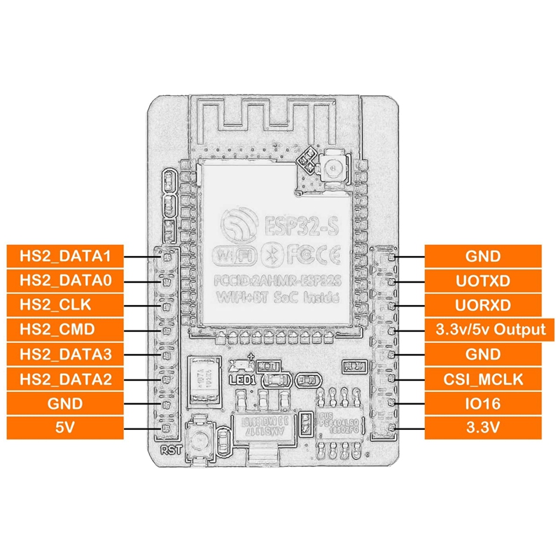 Description Picture 3 of item6 Pieces ESP32-CAM WiFi Board ESP32-CAM-MB Micro-USB to Serial Port CH340G with OV2640 2MP Camera Module