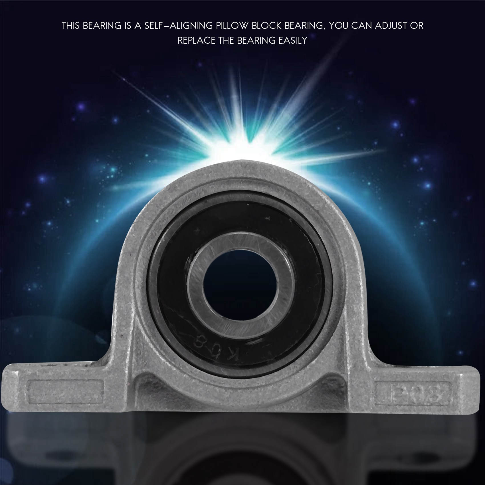 Description Picture 3 of item4Pcs KP08 Pillow Block Mounted Ball Bearing (Diameter 8mm Bore) Zinc Alloy Pillow Block Bearing