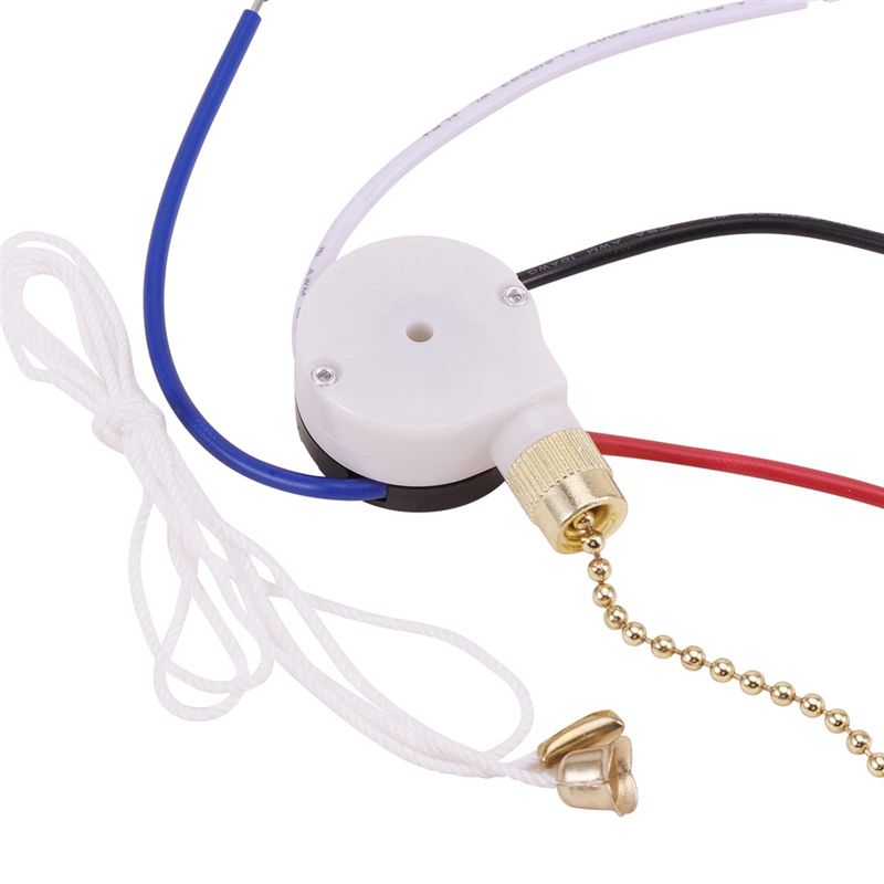 Description Picture 6 of itemCeiling Fan Switch Kit 3 Speed 4 Wire, Fan Switch Zipper Speed Control Switch, ZE-208S Pull Wire Switch with Rope Gold