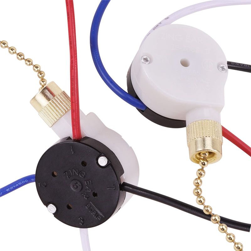 Description Picture 3 of itemCeiling Fan Switch Kit 3 Speed 4 Wire, Fan Switch Zipper Speed Control Switch, ZE-208S Pull Wire Switch with Rope Gold