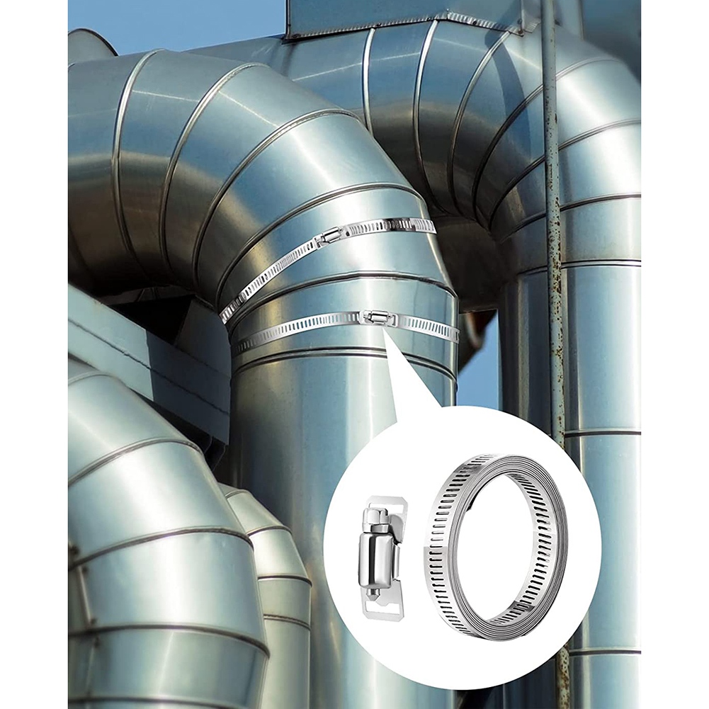 Description Picture 2 of item304 Stainless Steel Adjustable Hose Clamps, DIY Worm Gear Duct Clamp Set, for Radiator/Automotive & Mechanical Plumbing