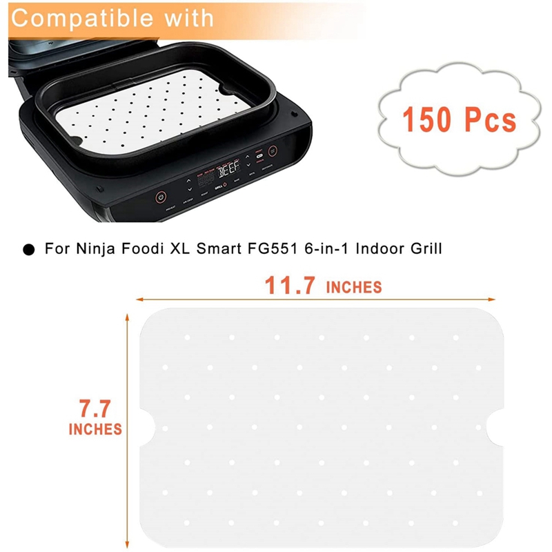 Description Picture 2 of item150 Pcs Air Fryer Parchment Paper Liners, Air Fryer Liners Square for Ninja Foodi FG551 Smart XL 6-In-1 Indoor Grill