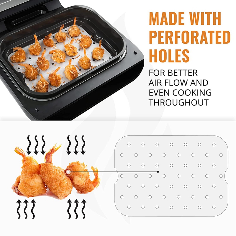 Description Picture 4 of item150 Pcs Air Fryer Parchment Paper Liners, Air Fryer Liners Square for Ninja Foodi FG551 Smart XL 6-In-1 Indoor Grill