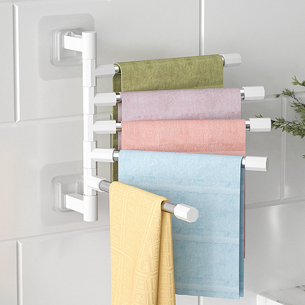 Description Picture 2 of itemBathroom Towel Rack Rotatable Towel Holder Space Aluminum Towel Hanger Kitchen Shelf Paper Hanging Wall Mounted 4 Bar