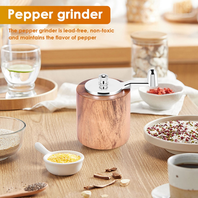 Description Picture 2 of itemPepper Mill, Hand Crank Wood Pepper Grinder with Classic Handle and Adjustable Ceramic Rotor