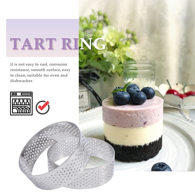 Hausdec - 10 Anelli Rotondi Per Torta In Acciaio Inox, 5 Cm, Perforati E Resistenti Al Calore