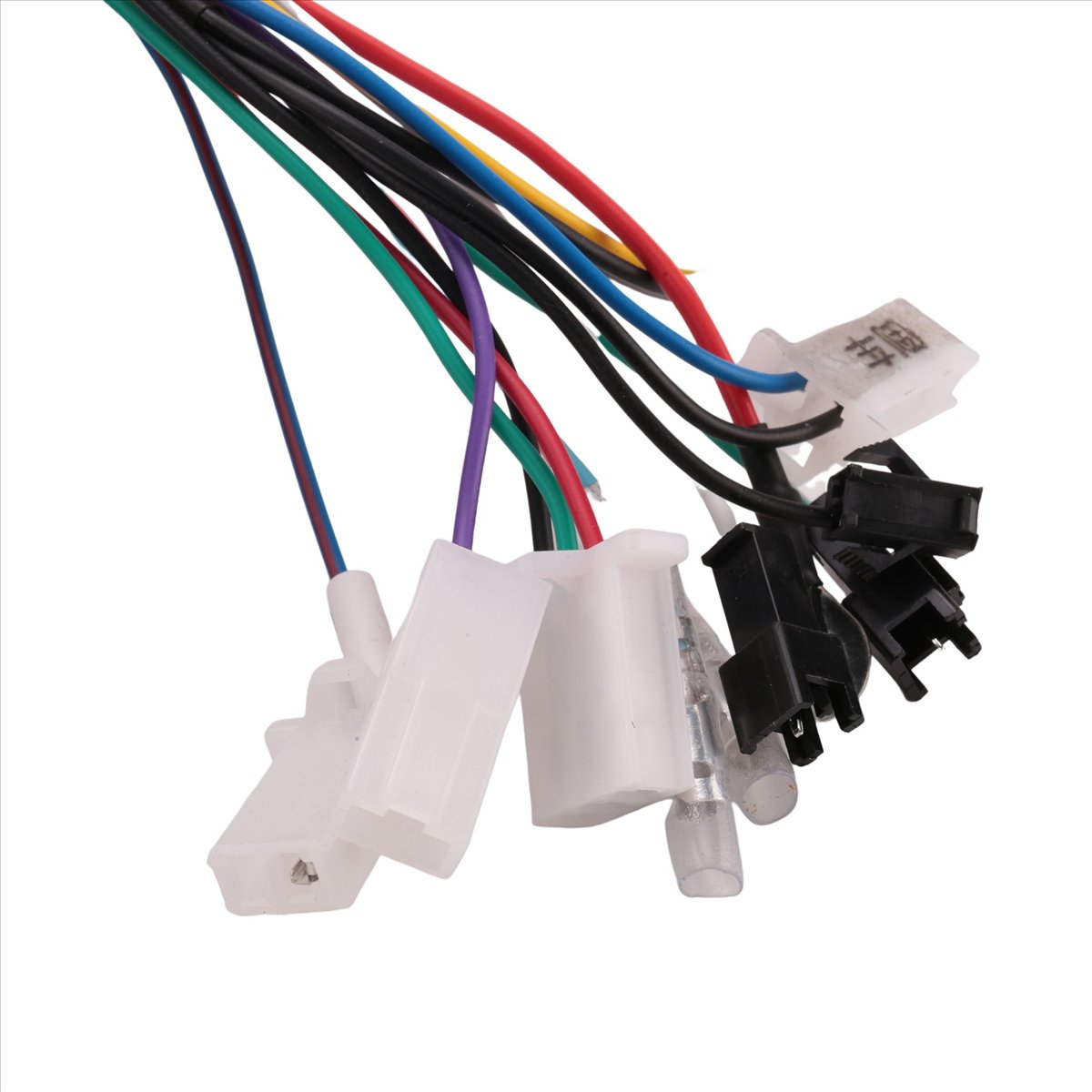 Close-up of various multi-pin signal connectors on the controller