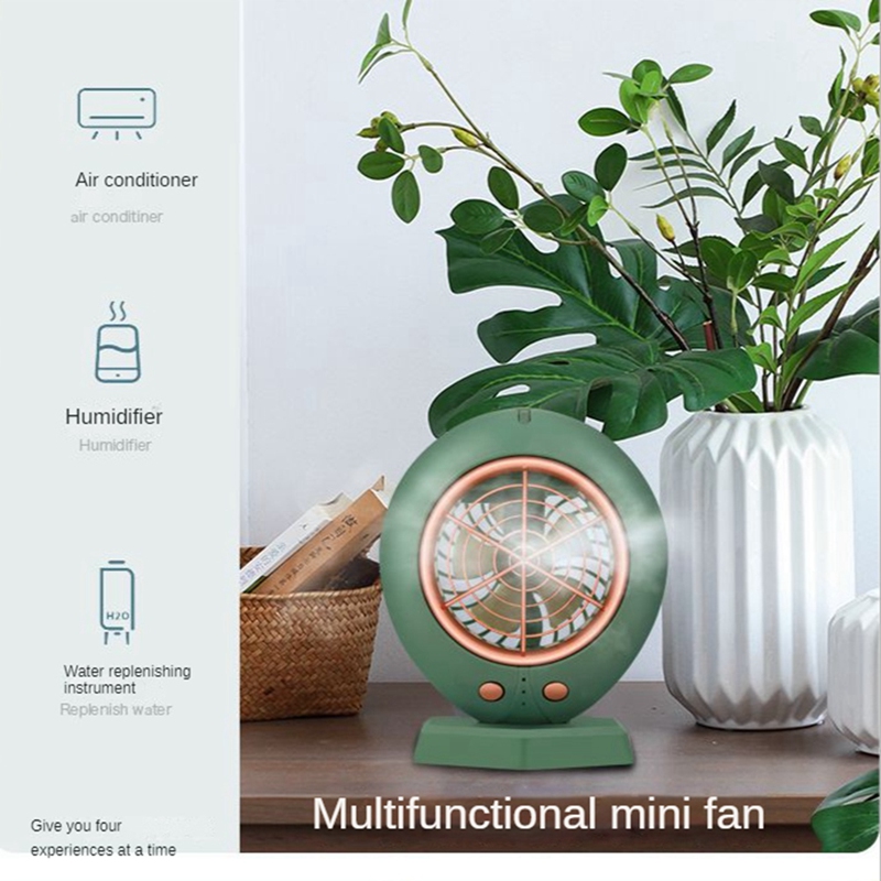 Description Picture 6 of item2 In-1 Portable Mini Humidification Air Conditioning Fan 200ML Desktop Air Cooler Fan USB Air Conditioner for Room-A