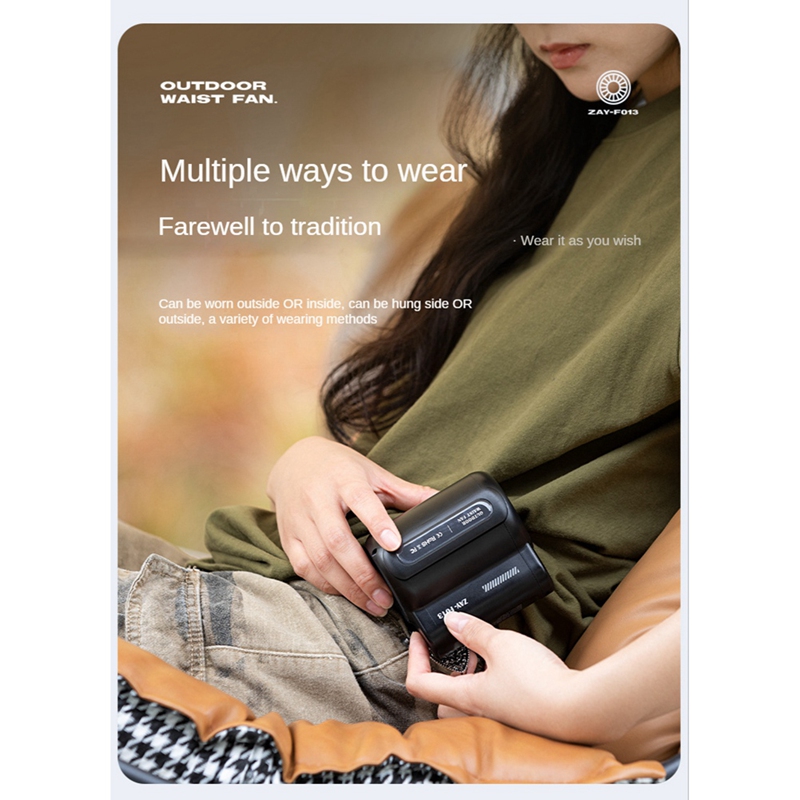 Description Picture 3 of itemUSB Portable Personal Hanging Waist Fan 4500MAh Recharge Wearable Electric Fan Outdoor Sports Air Conditioner Fan-B