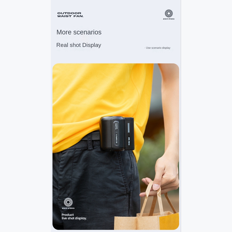 Description Picture 2 of itemUSB Portable Personal Hanging Waist Fan 4500MAh Recharge Wearable Electric Fan Outdoor Sports Air Conditioner Fan-B