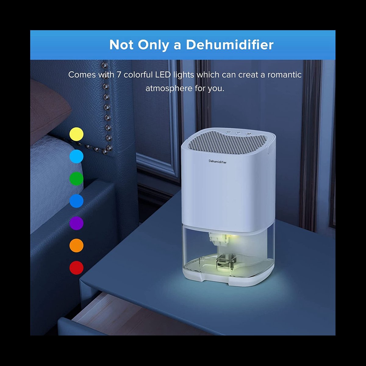 Description Picture 2 of itemDehumidifier, Dehumidifiers for Home 35Oz Dehumidifier for Bathroom 2500 Feet(280 Sq Ft) US Plug Black