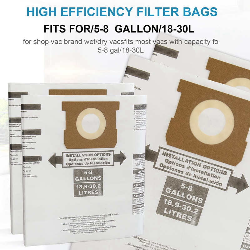 Description Picture 3 of item7 Pcs Universal Dry Vac Dust Bag 5 To 8 Gallon Vacuum Cleaners for Shop Vac 5-8 Gallon Ridgid VF Dust Bags