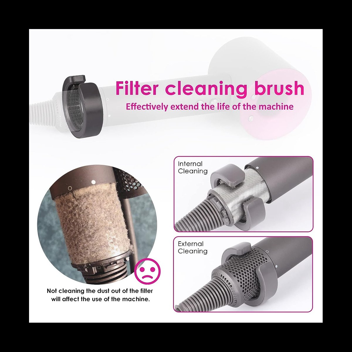 Description Picture 5 of itemHair Dryer Filter Replacement for Dyson Supersonic HD01 HD03 HD08 Models, Outer Filter Repair Parts with Clean Brush C
