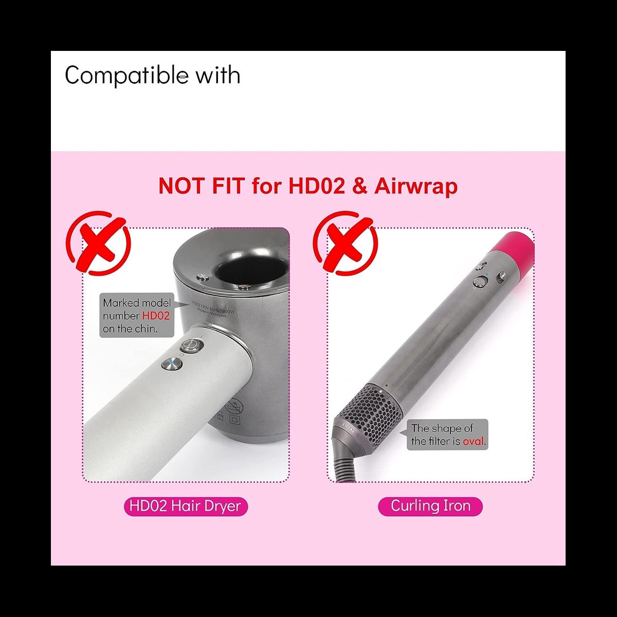 Description Picture 3 of itemHair Dryer Filter Replacement for Dyson Supersonic HD01 HD03 HD08 Models, Outer Filter Repair Parts with Clean Brush C