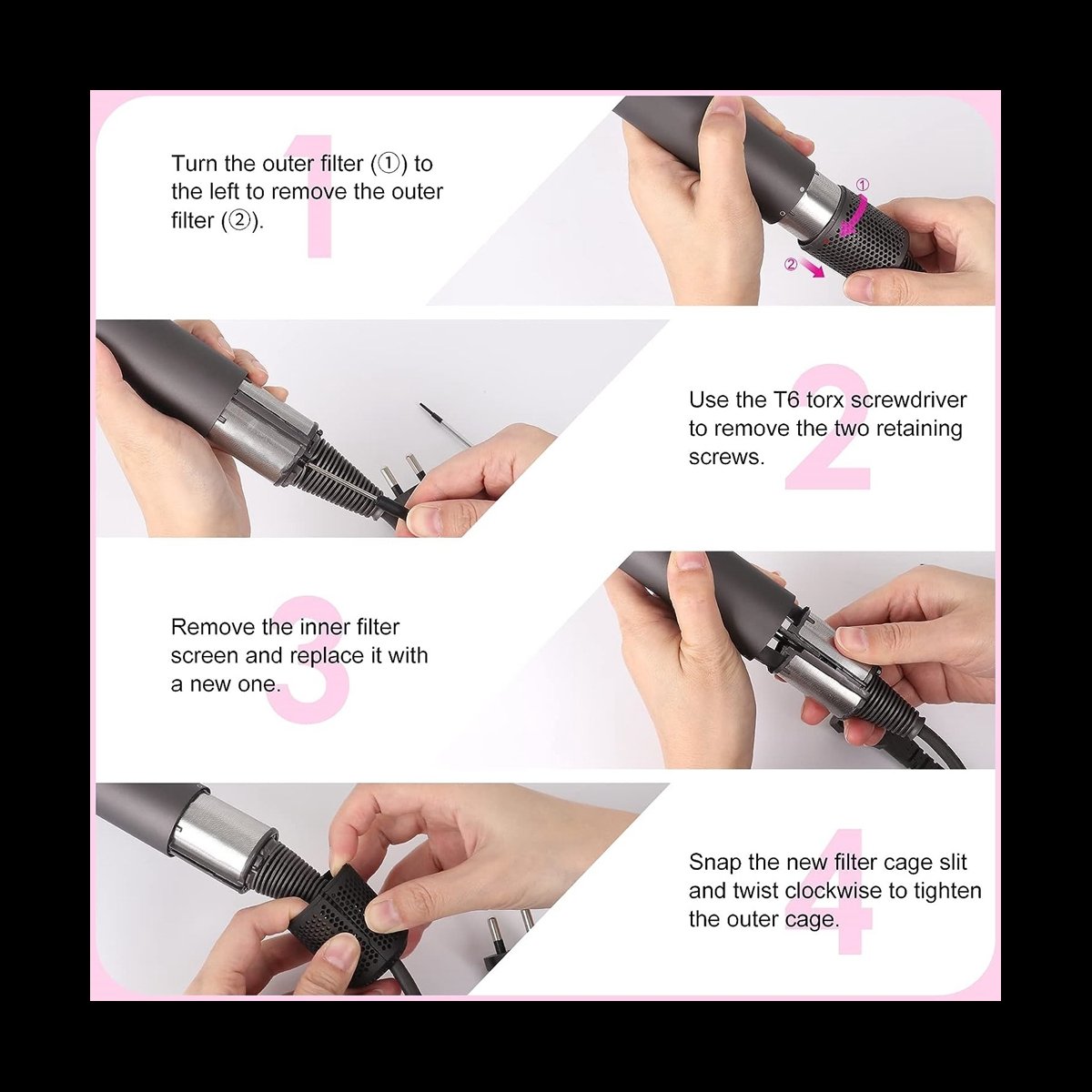 Description Picture 4 of itemHair Dryer Filter Replacement for Dyson Supersonic HD01 HD03 HD08 Models, Outer Filter Repair Parts with Clean Brush C