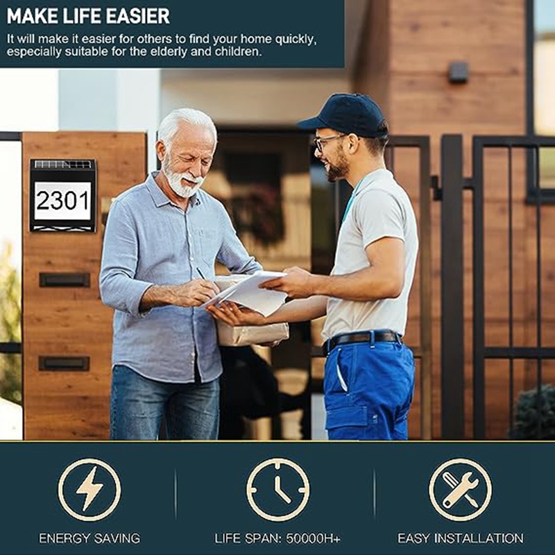 Description Picture 4 of itemWaterproof Street Sign Solar Digital House Light Number Wall Light Address Sign Number Plate Suitable for Garden A