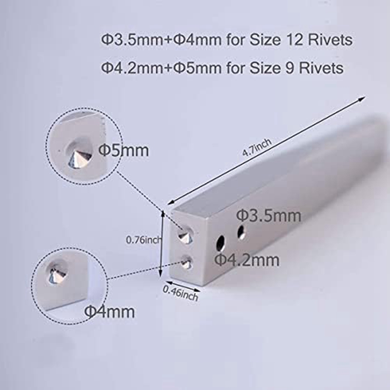 Copper Rivets Burrs Setter,Rivet and Burrs Setter 2-in-1 9 12 Copper Rivet Fastener Install Tool for Rivet Installing