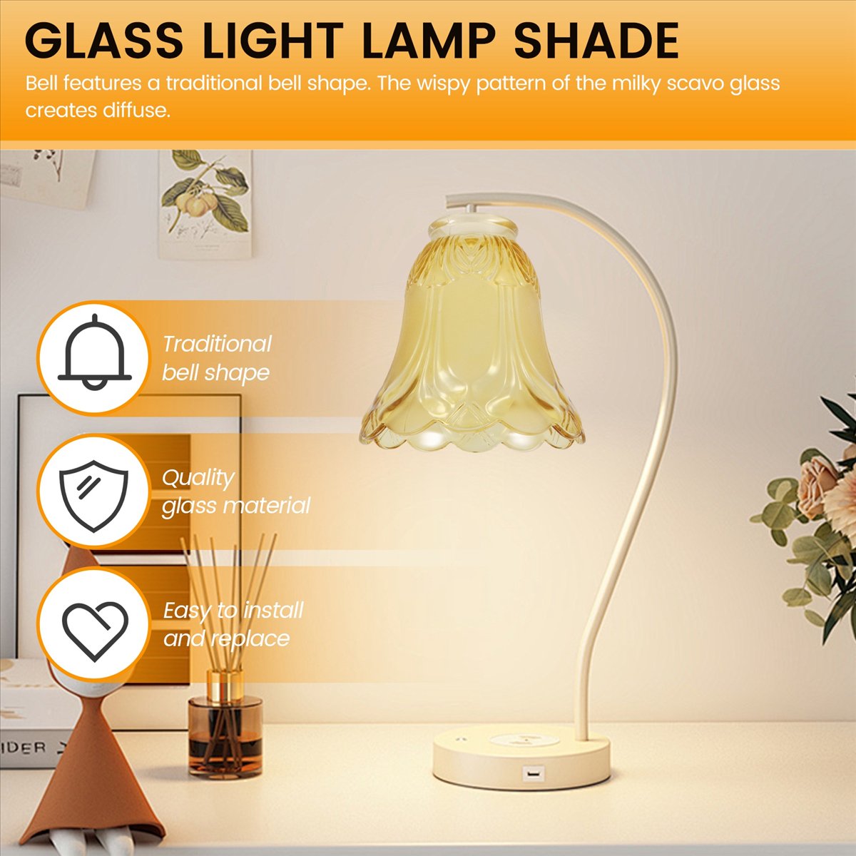 Description Picture 2 of itemCeiling Fan Chandelier Frosted and Clear Glass Light Lamp Shade Replacement