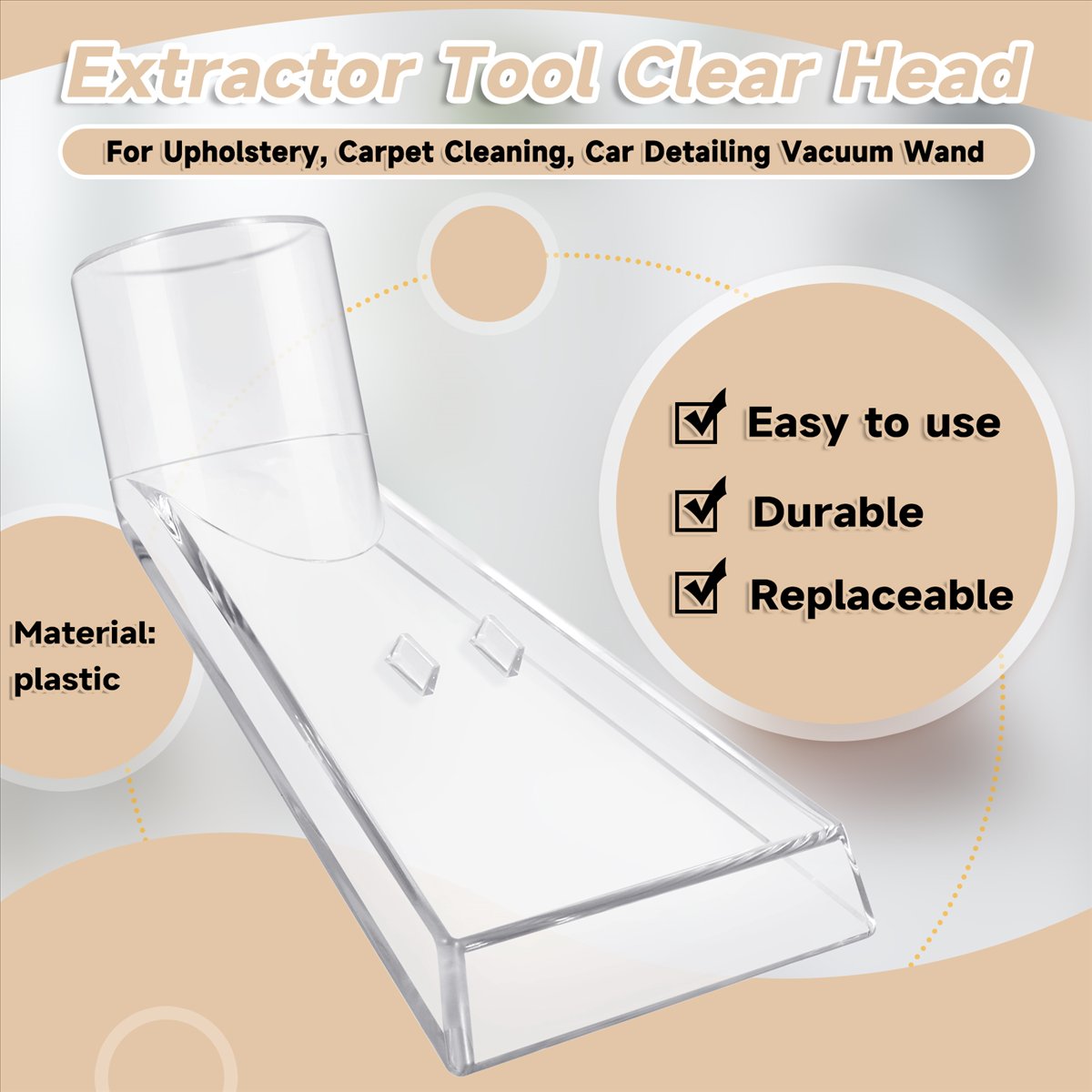 Description Picture 2 of itemExtractor Tool Large Clear Head for Upholstery & Carpet Cleaning, Car Detailing Vacuum Wand for Portable Extractors BA52Q
