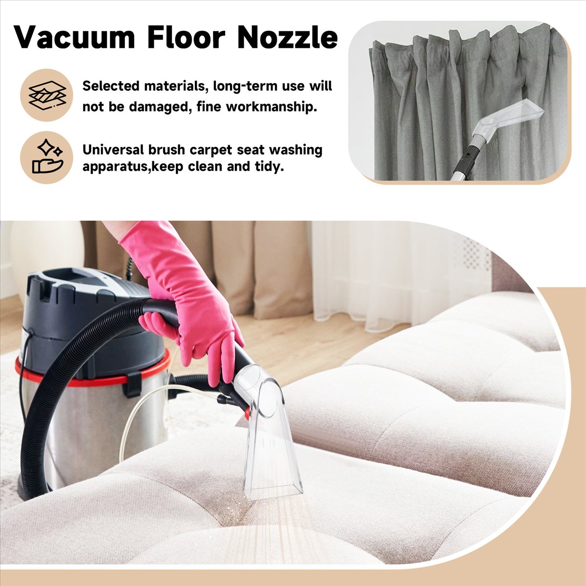 Description Picture 4 of itemExtractor Tool Large Clear Head for Upholstery & Carpet Cleaning, Car Detailing Vacuum Wand for Portable Extractors BA52Q