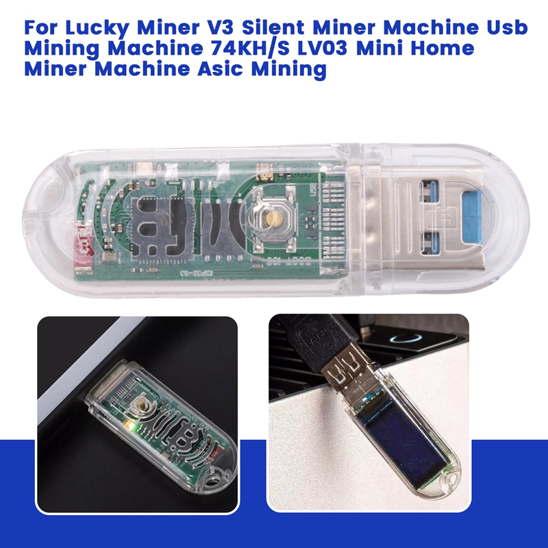 Description Picture 2 of itemTrendy! Lucky Miner V3 Silent Miner Machine Usb Mining Machine 74KH/S LV03 Mini Home Miner Machine Asic Mining