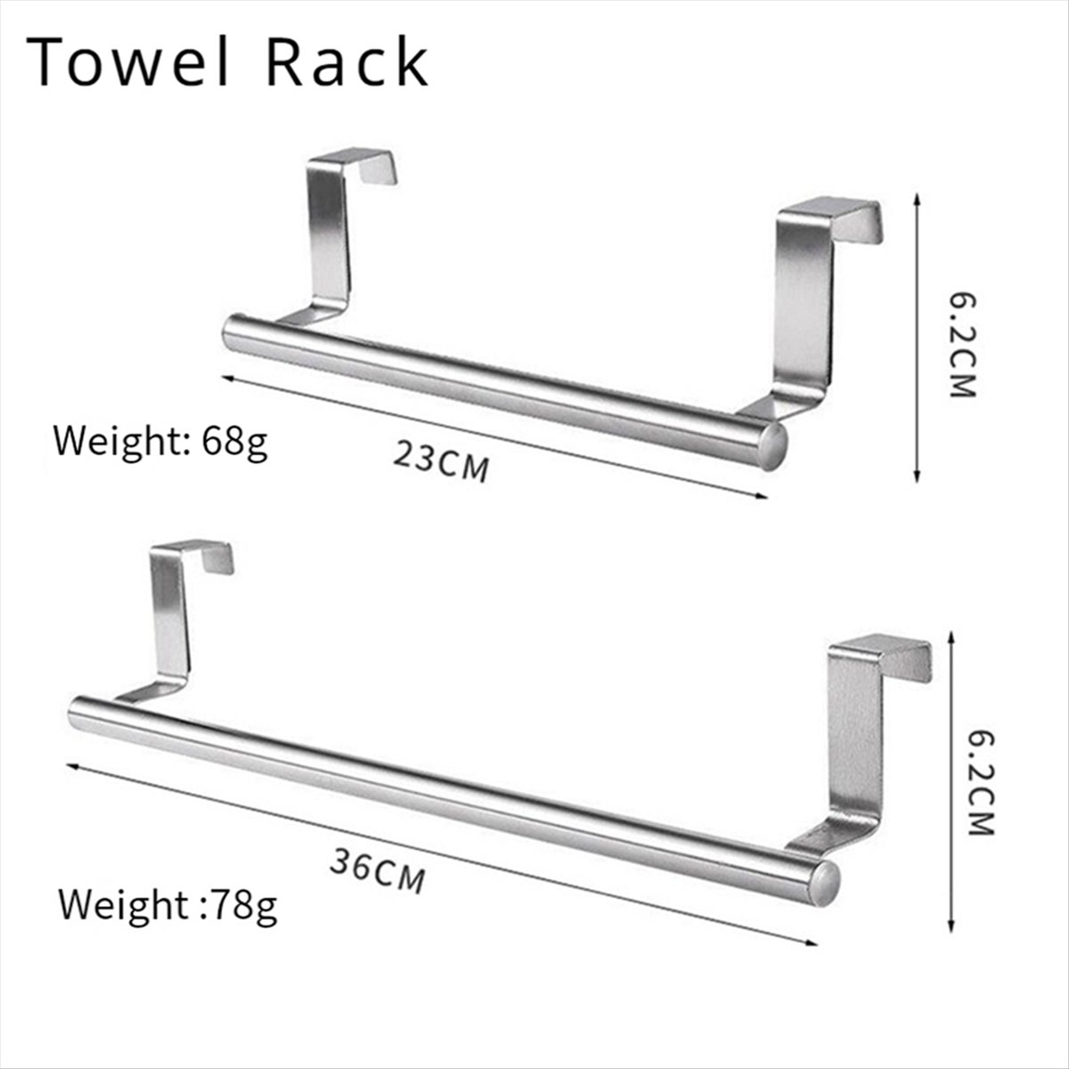 Description Picture 5 of itemTowel Bar Hanging Holder Door Punching Free Storage Rack Kitchen Cabinet Towel Rag Rack Kitchen Black S