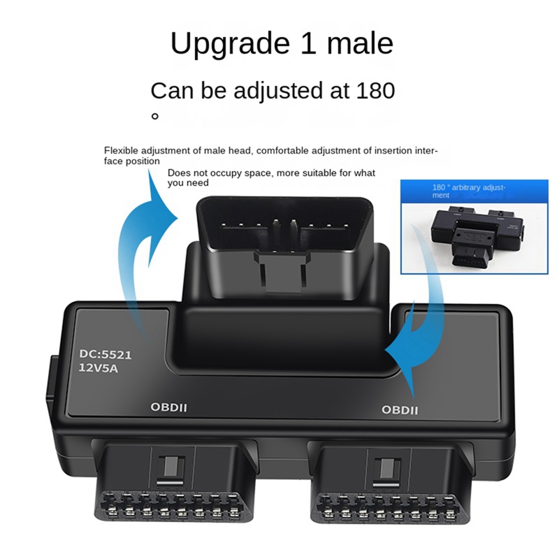 Description Picture 3 of itemOBD2 One Divided Into Two Adaptor Wire 16 Pin 16 Core OBD Expansion Cable Connector Adapter Cable Universal with Dc5521