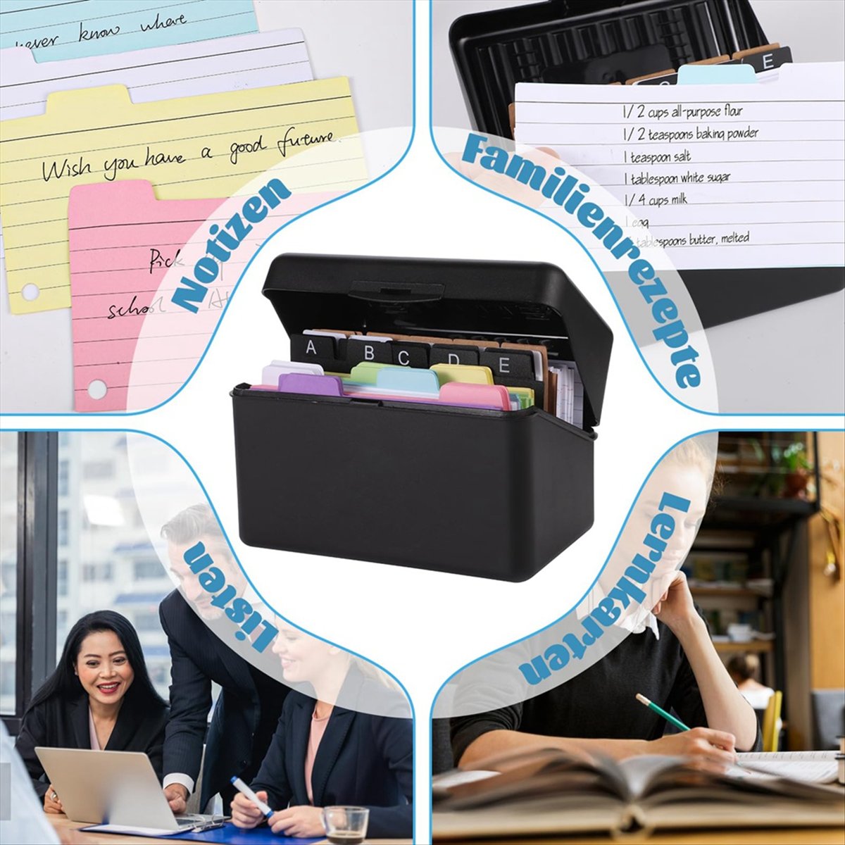 Index Card Holder Set,Index Box with 230 Assorted Flashcards, Colourful  Lined, 6 Rings and Stickers Perfect for School - AliExpress 6