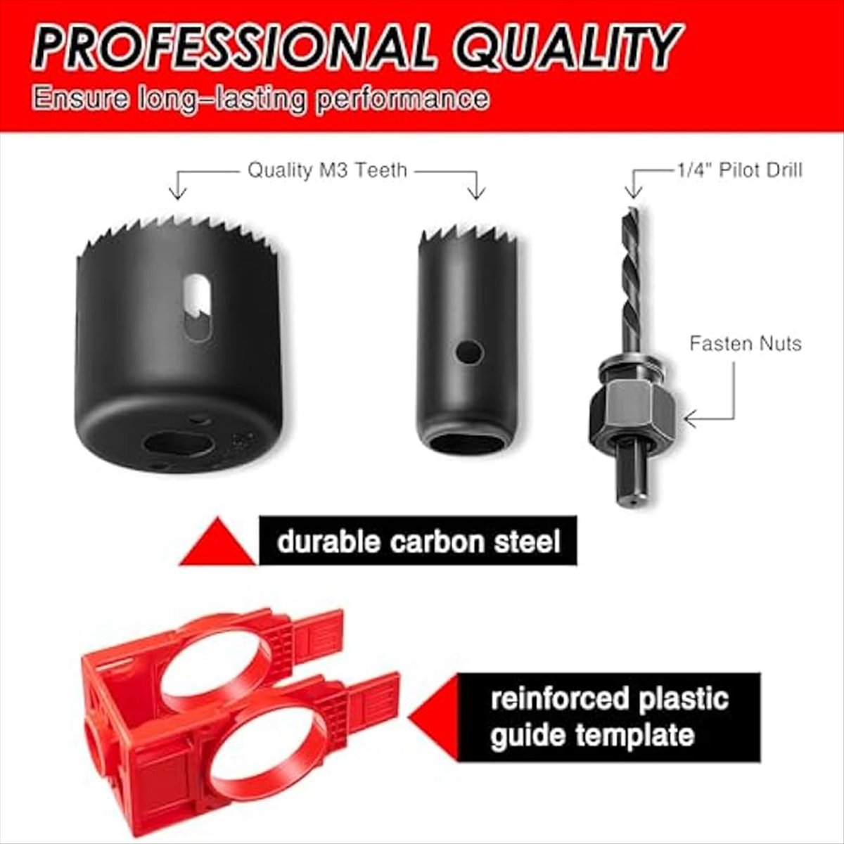 Description Picture 5 of itemDoor Lock Installation Kit,Door Hole Drilling Kit for Wooden Doors,Door Lock Hole Saw Door Knob Installation Kit