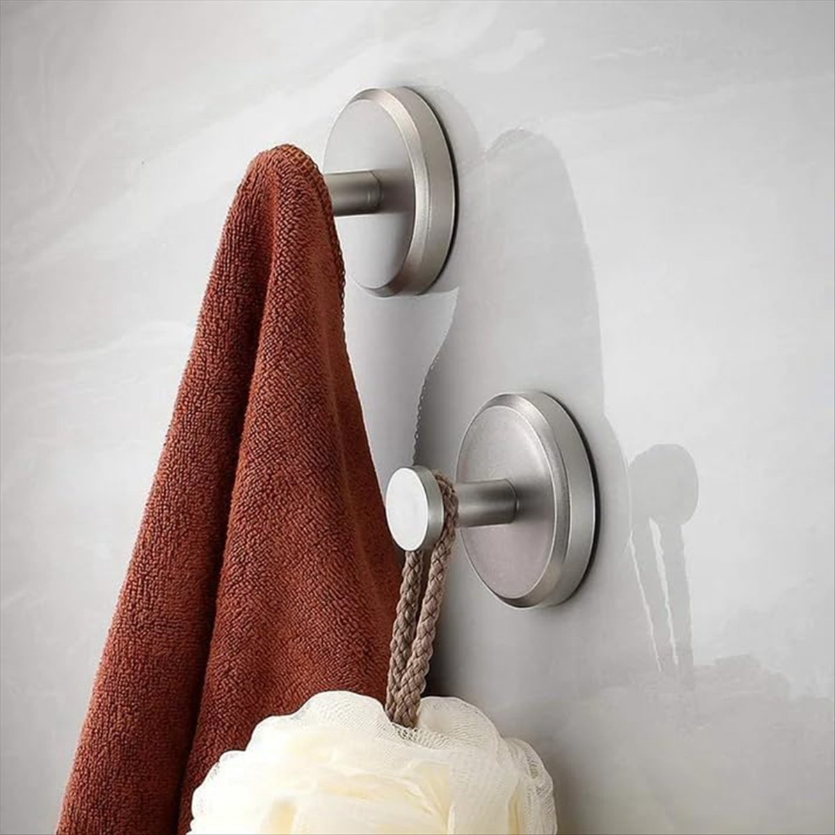 Description Picture 2 of item4PCS No-Drill Hooks Shower Hooks Bathroom Glass Door Wall 304 Clothes Hook Hook Bathroom Towel Clothes,Silver