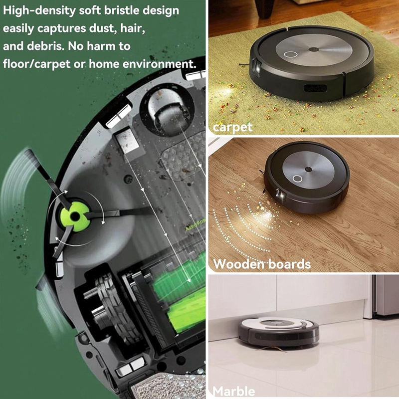 Kit Accessori Ricambio Per IRobot Roomba Serie E E I (E5, E6, I7, I3, J7) - 6 Spazzole, 10 Filtri, 10 Spazzole Laterali - 4
