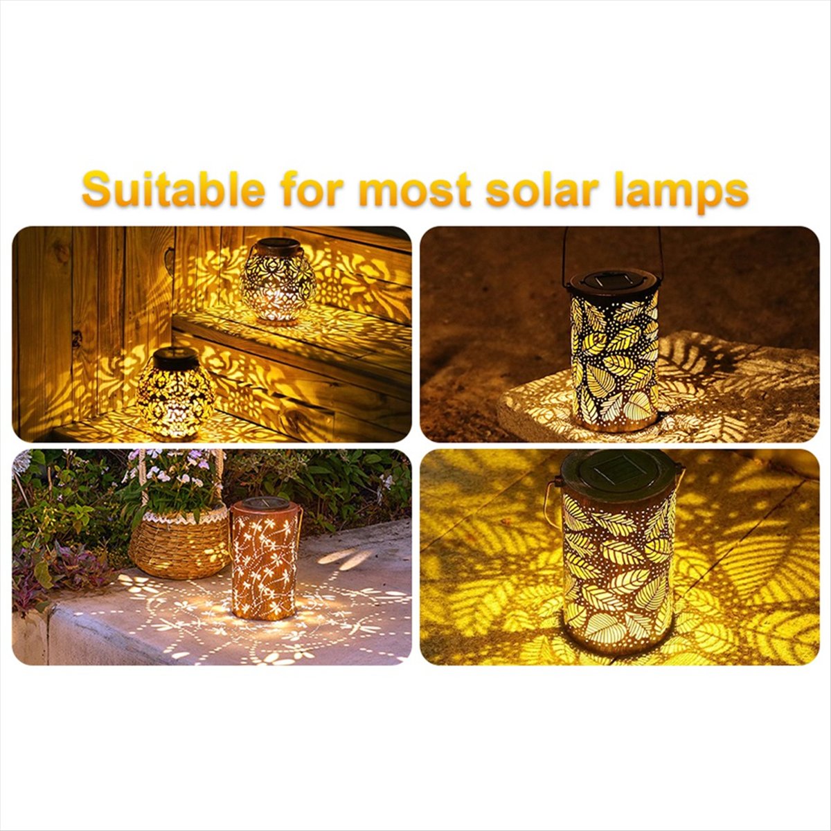 Description Picture 4 of item2Pcs Solar Light Replacement Top LED Solar Panel Lantern Lid for Outdoor Hanging Lanterns IP65 Waterproof