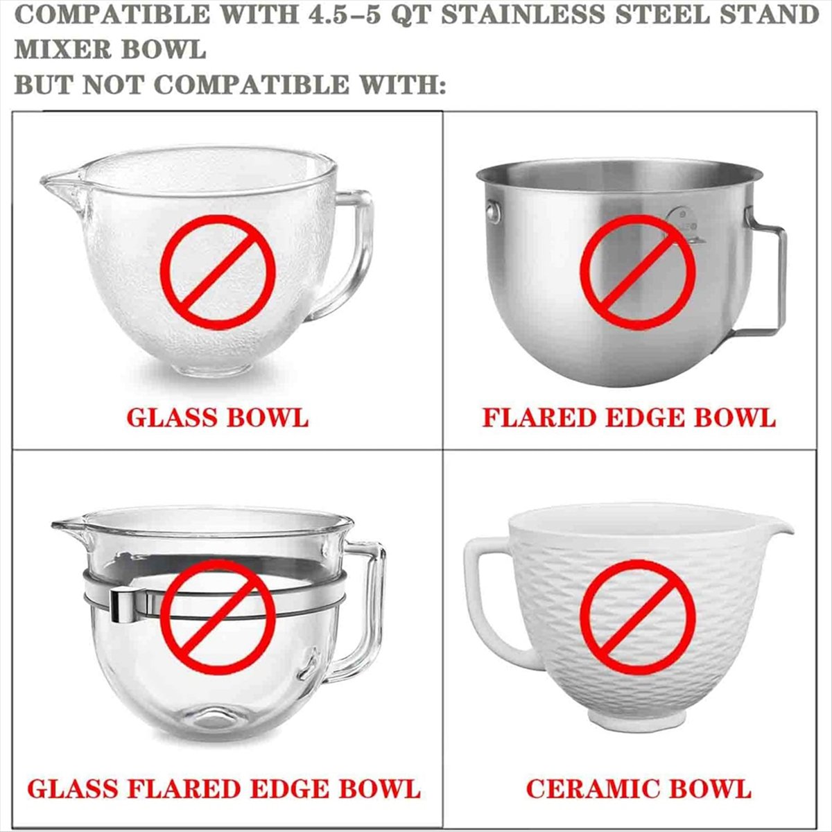 Description Picture 2 of itemM08K 2PCS Mixers Bowl Covers for KitchenAid 4.5-5 Quart Tilt-Head Stand Mixers Bowl Covers Accessories Splash Guard Lids