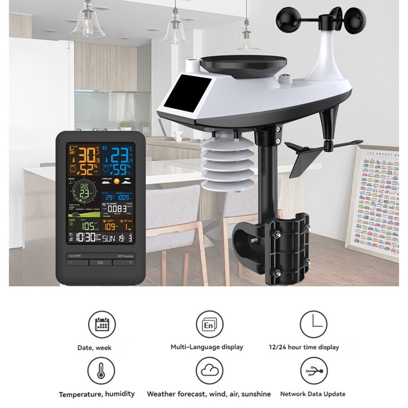 Description Picture 5 of itemA43I Tuya Weather Station Alarm Wifi Digital Wind Speed Direction Rainfall Light Index Air Quality Temperature Humidity Meter