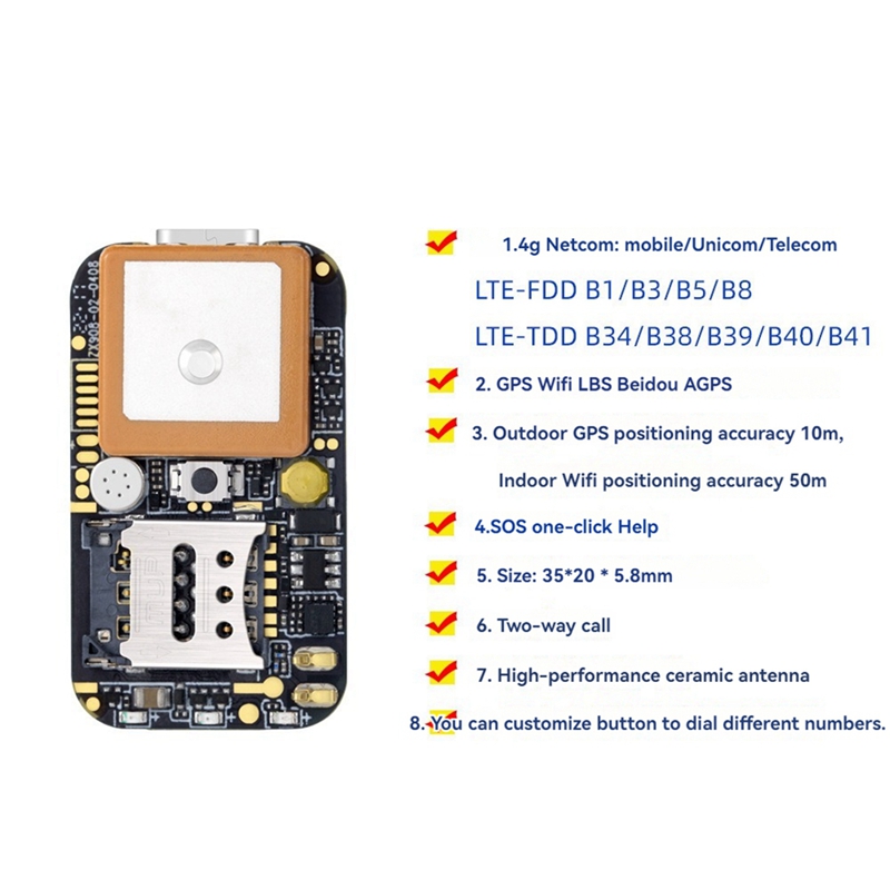 Description Picture 5 of itemTrendy! ZX908 Mini 4G GPS Tracker PCBA Chip Board for Vehicle Car Person Tracking System Wireless WIFI Beidou Satellite Locator