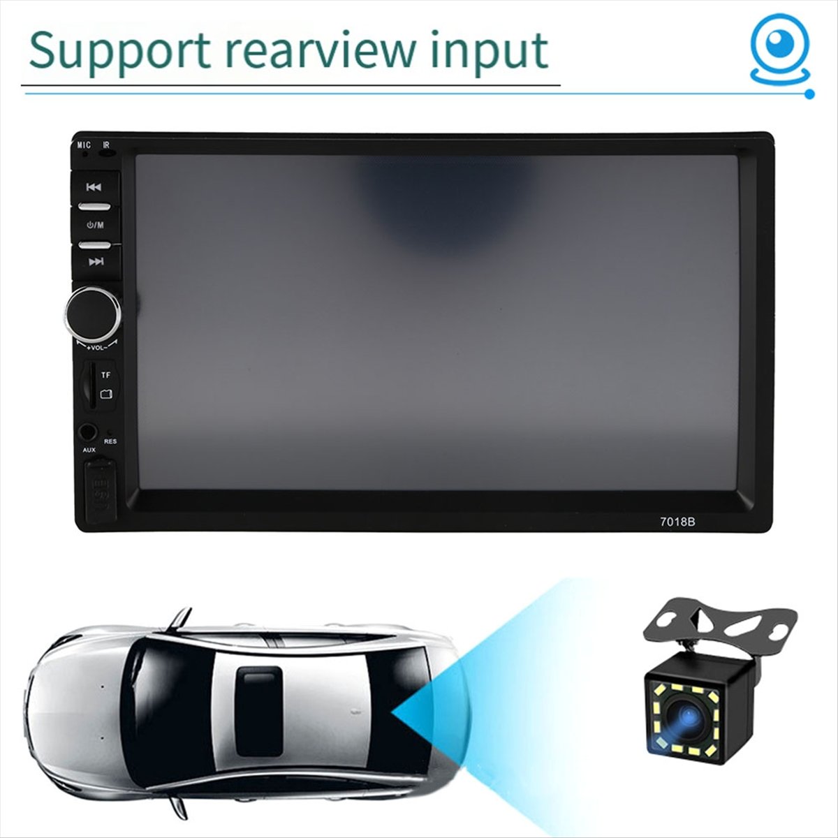 7018B Car MP5 player with wiring harnesses and remote control