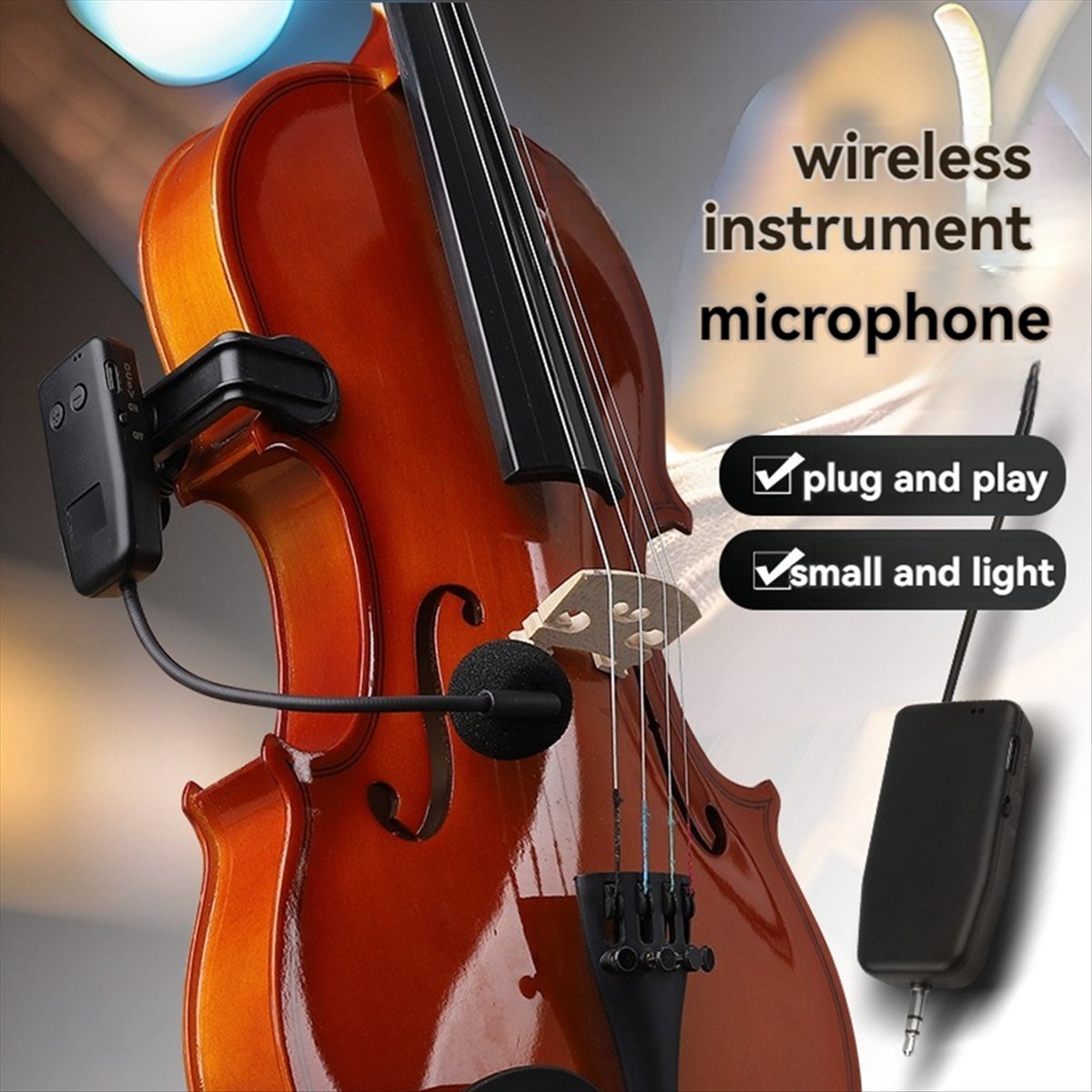 ABVE-Violin Wireless Microphone Musical Instrument Microphone Stage Performance Audio Receiver and Transmitter Short Clip