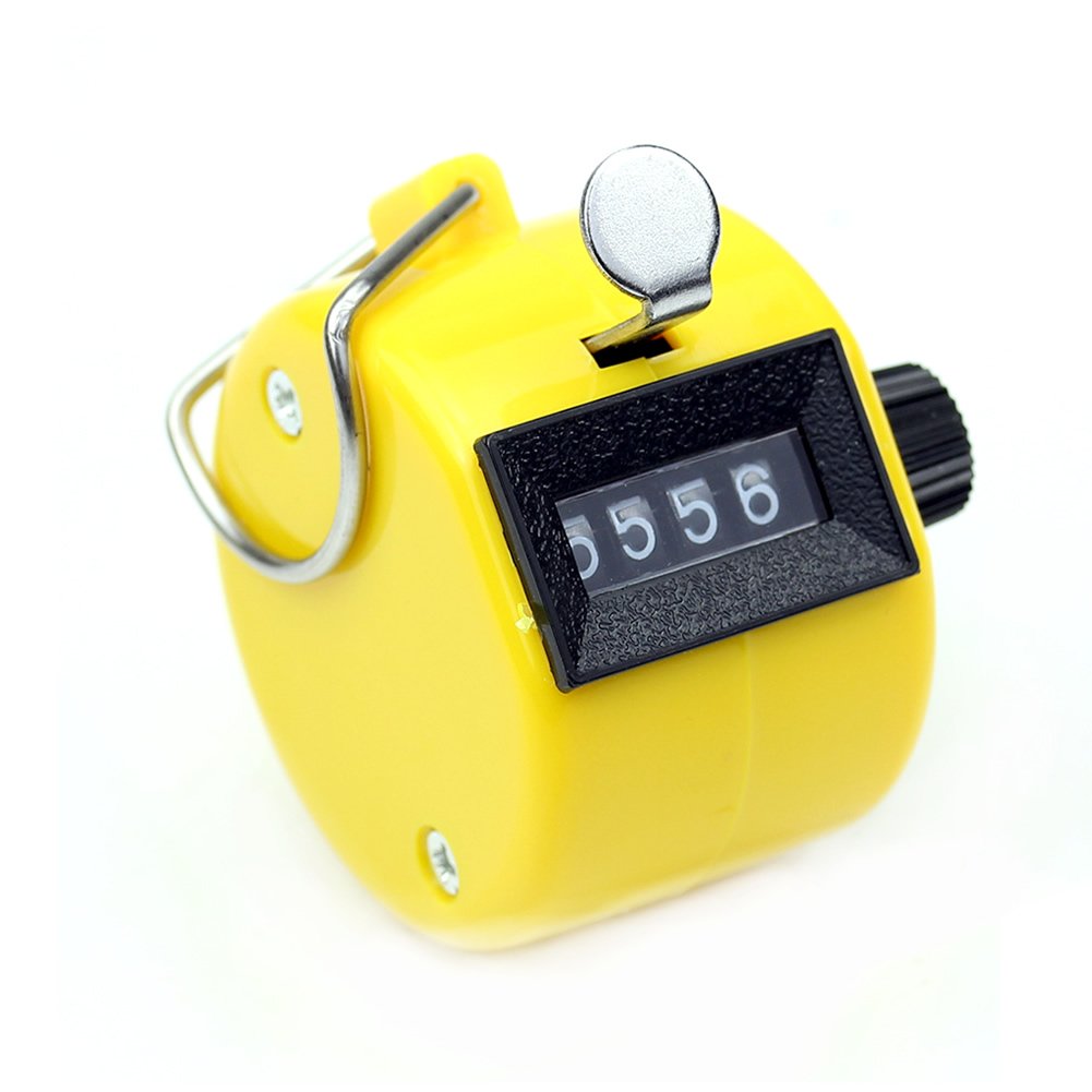 Yellow Digital Hand Held Tally Clicker 4 Digit Number Clicker Counter