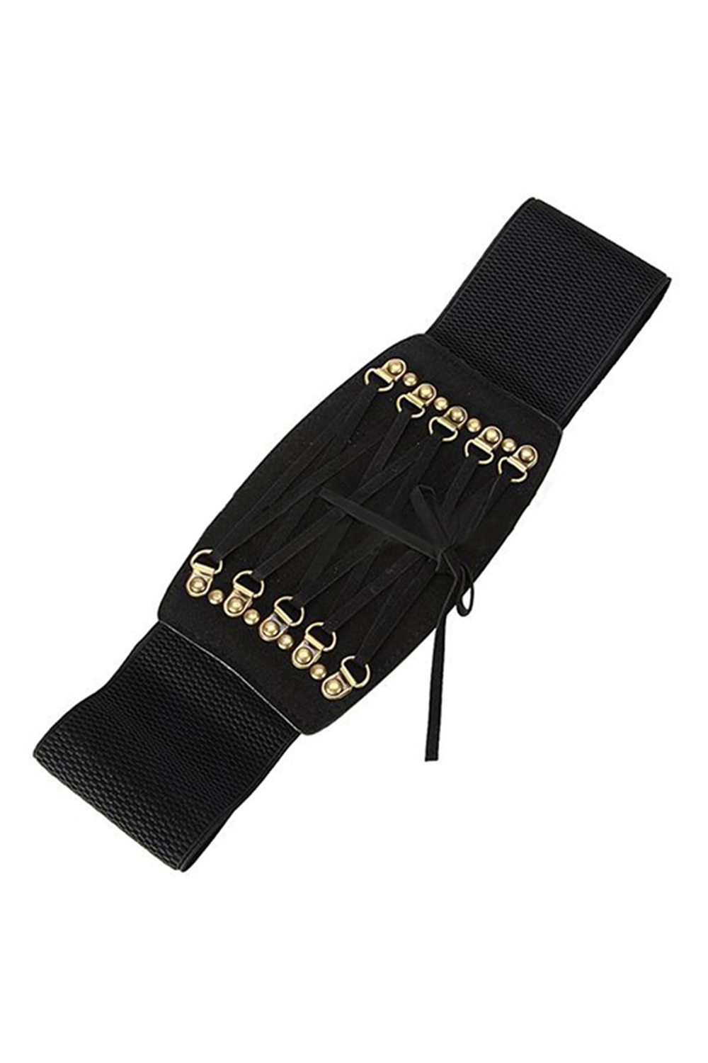 Goldfarbe Dual D-Ring Schnalle breiter elastischer Gürtel für Frauen