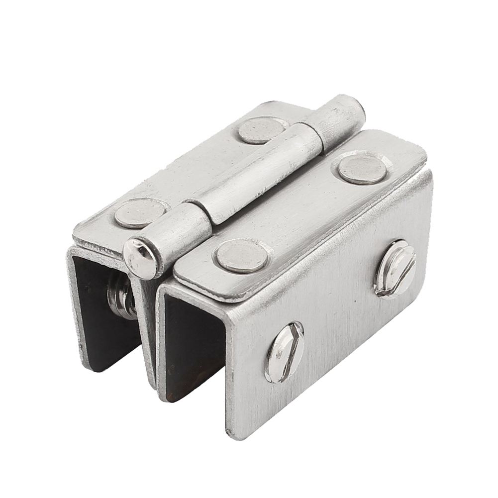 2x Shower Glass Door Adjustable Double Clamp Hinge Silver W1I7